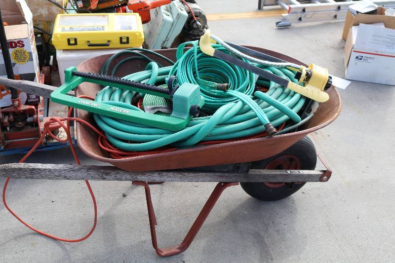 Wheelbarrow with Hose & Cords