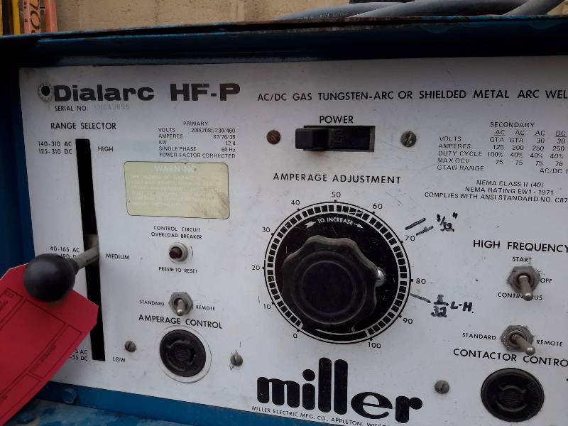 lot 5 image: Miller Dialarc HF-P ACDC Gas Tungsten-ARC or Shielded Metal  ARC Welder