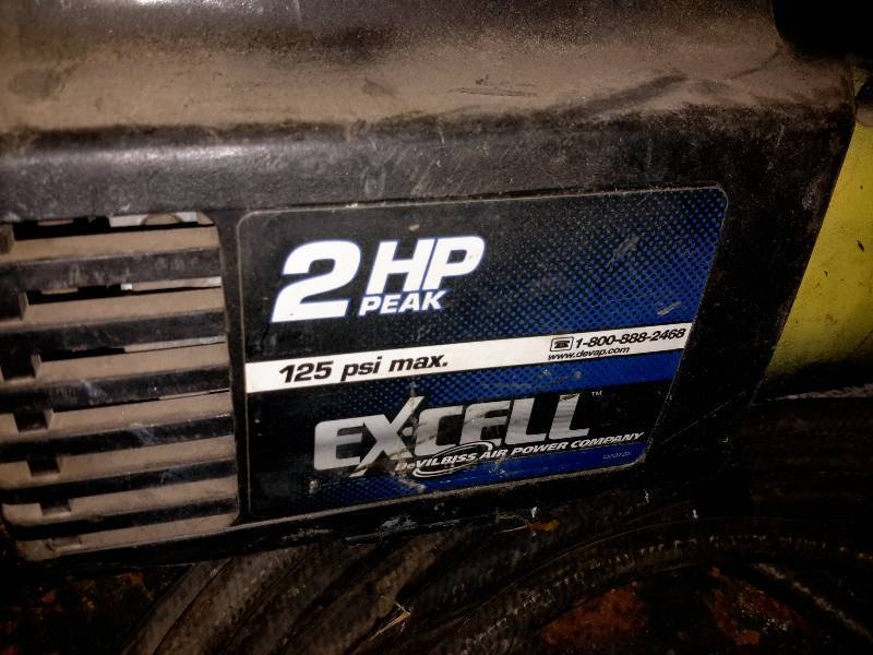 lot 103 image: 2 HP, 125 PSI, Excell Air Compressor