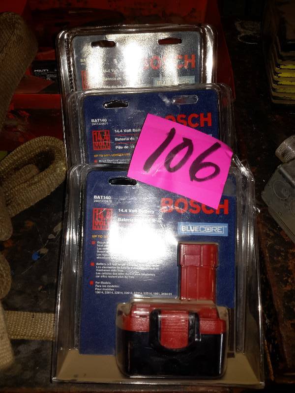 lot 106 image: 3, Bosch 14.4 Volt Batteries.. New in packages