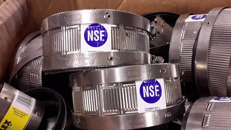 lot 156 image: 1 Box of 7 in Pipe Clamps.. NSF