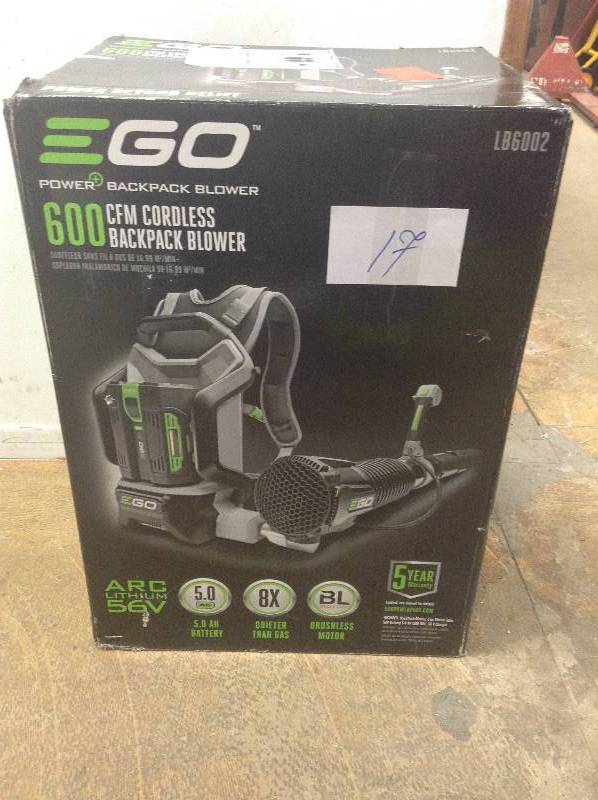 Ego 145 MPH 600 CFM 56-Volt Lithium-ion Cordless Backpack Blower with 5.0Ah Battery and Charger Included not used