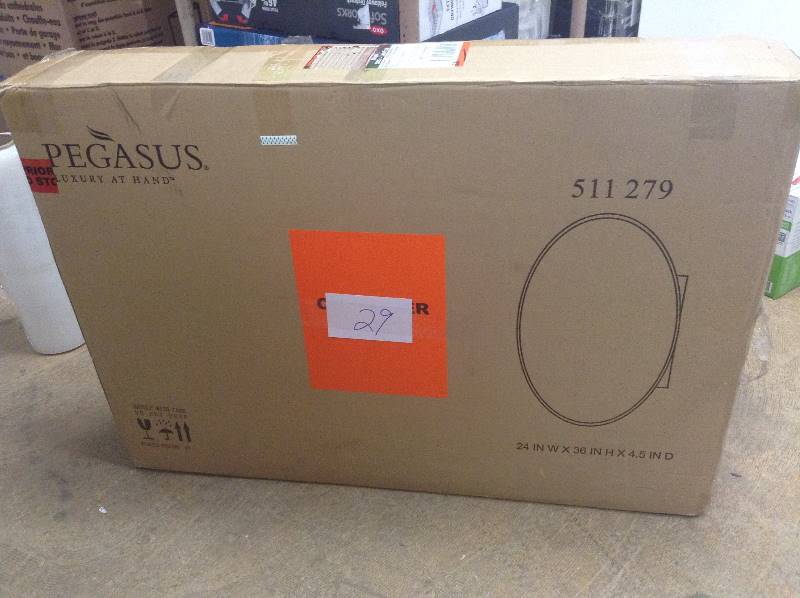 Pegasus 24 in. x 36 in. Recessed or Surface-Mount Oval Bathroom Medicine Cabinet with Oval Beveled Mirror not used