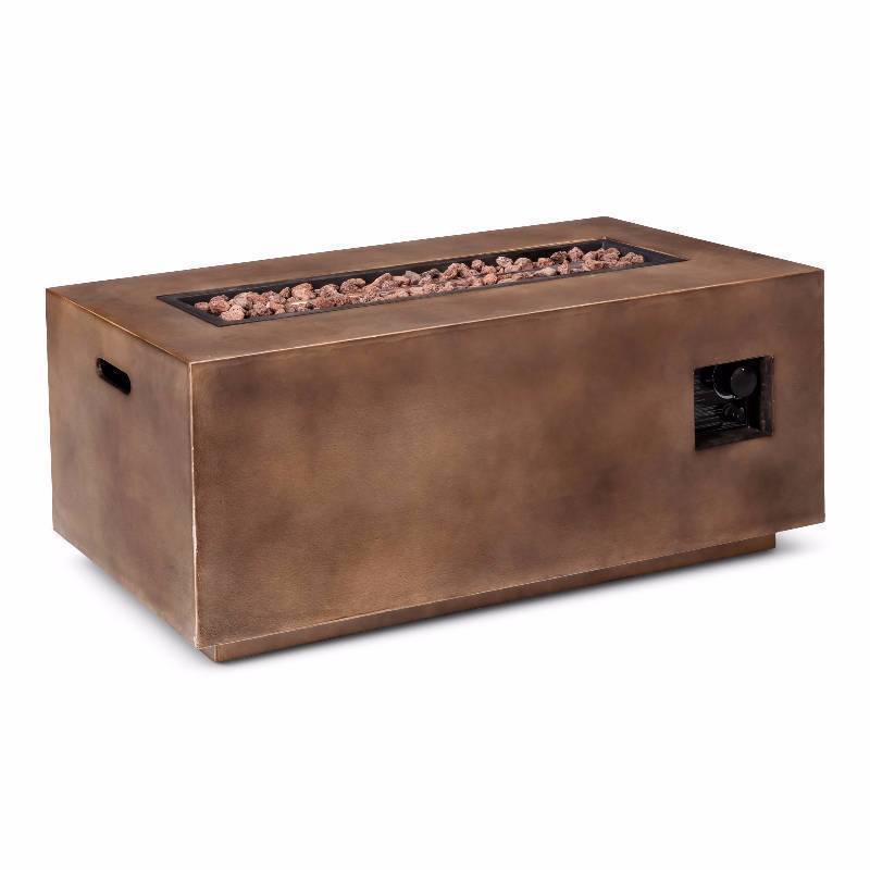 lot 15 image: New Halsted 42 Long Rectangular LP Fire Table - Dark Taupe - Threshold