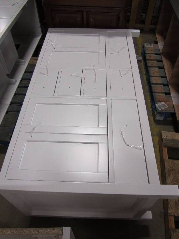 lot 82 image: Virtu USA Caroline Avenue 59.21 in. W x 21.65 in. D x 33.46 in. H Vanity Cabinet in White