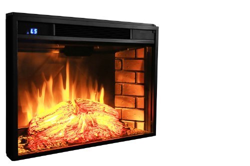 lot 49 image: AKDY 28 Freestanding Electric Fireplace Insert Heater in Black with Tempered Glass
