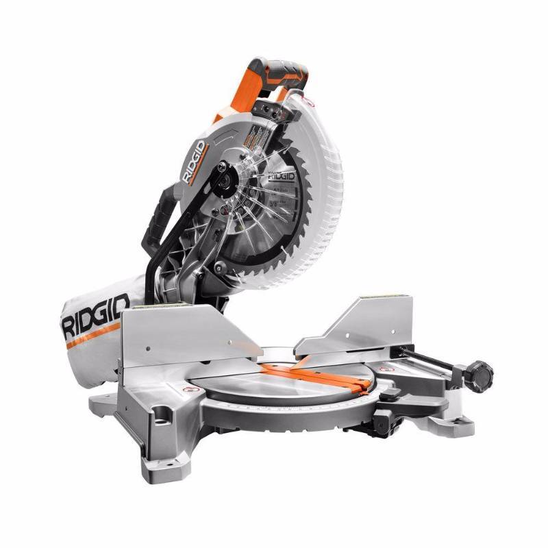 lot 59 image: RIDGID 15 Amp 10 in. Dual Bevel Miter Saw with Laser
