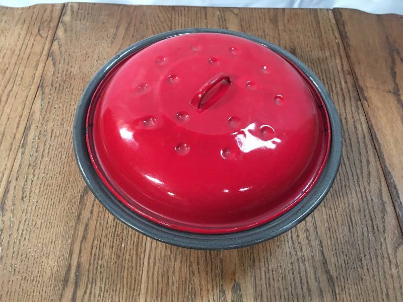 Choice Red and Gray Enameled  Pot