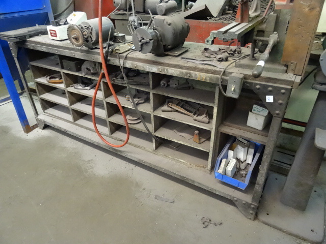 lot 8 image: Heavy Duty Metal Framed Work Bench.
