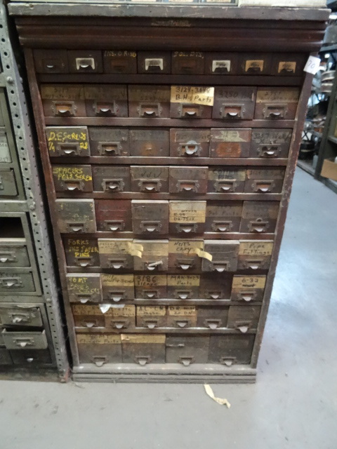 lot 70 image: Wood Cabinet With Hardware Bins.