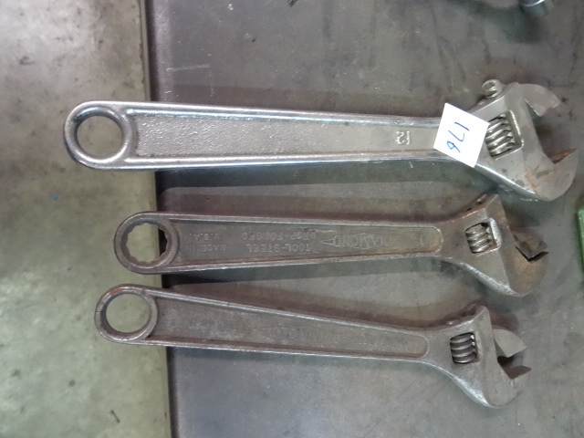 lot 176 image: 3 Adjustable Wrenches