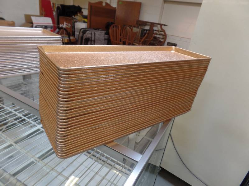 GOLD TONE BAKERY DISPLAY TRAYS