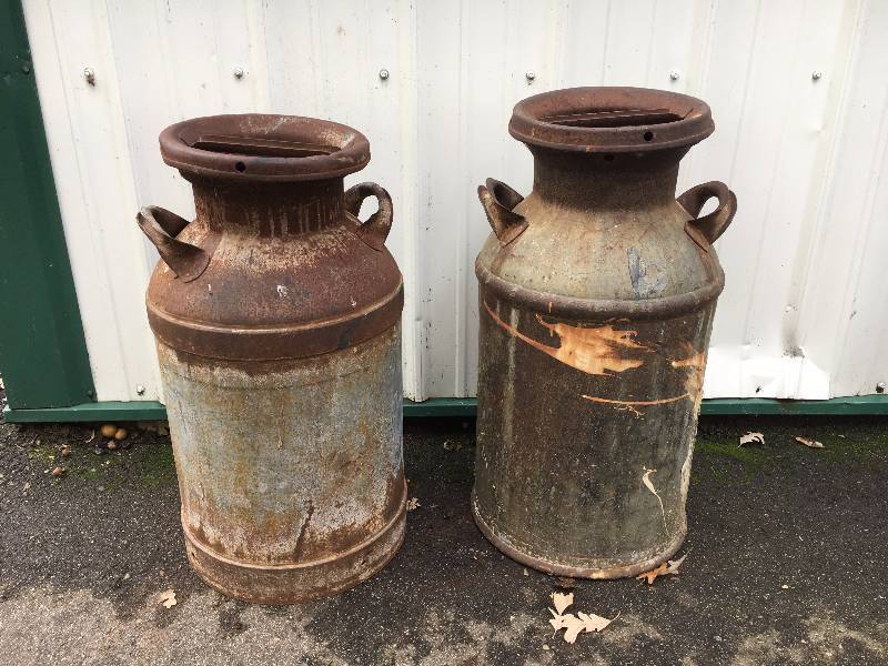 lot 34 image: Pair of Vintage Milk Cans