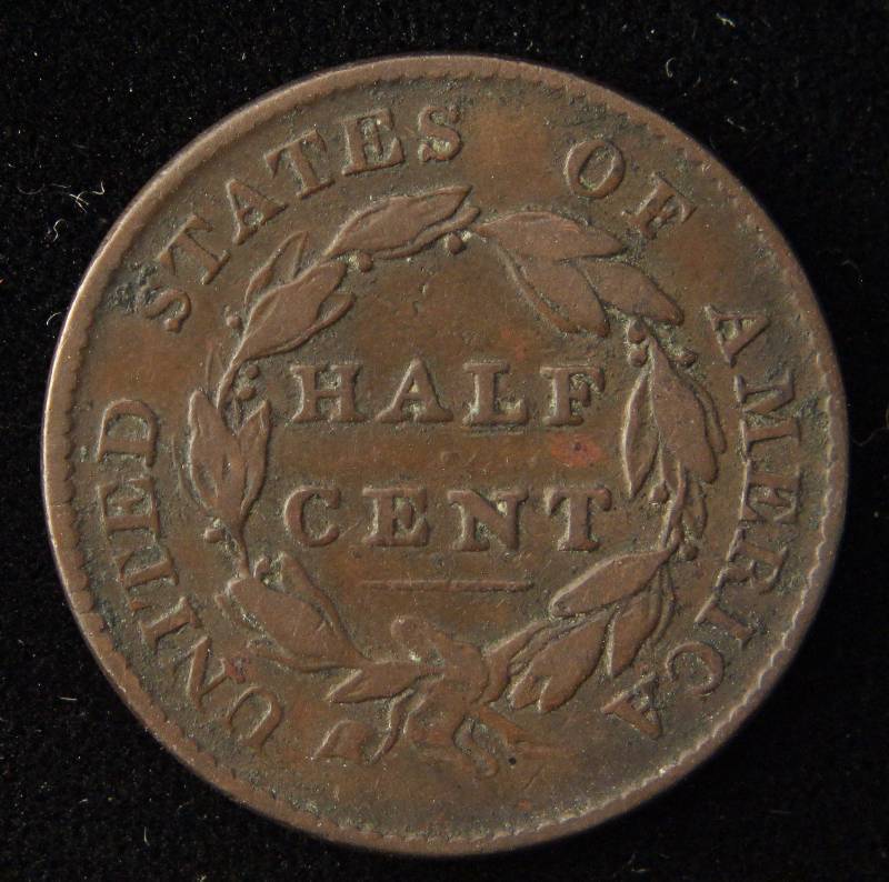 1825 US CLASSIC HEAD HALF CENT VF
