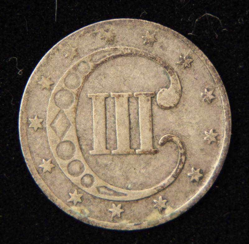 1853 US THREE CENT SILVER FINE