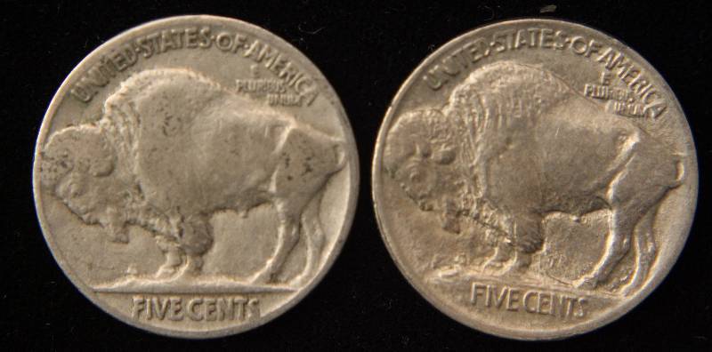 GROUP OF 2 BUFFALO NICKELS 1913 TYPE I (XF) & 1935 TYPE II (FINE)