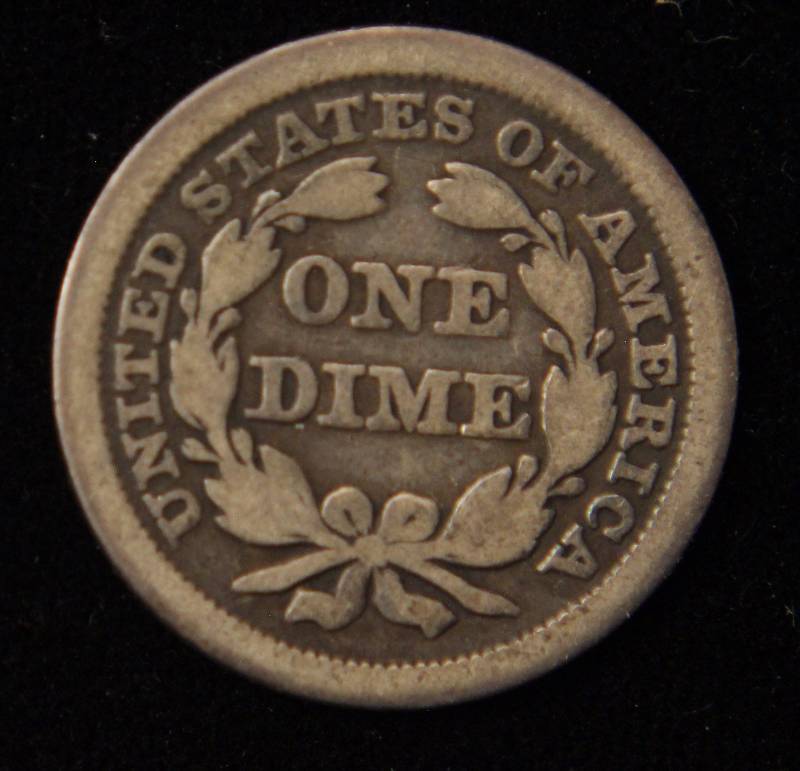 1854 (arrows at date) US SEATED LIBERTY DIME FINE