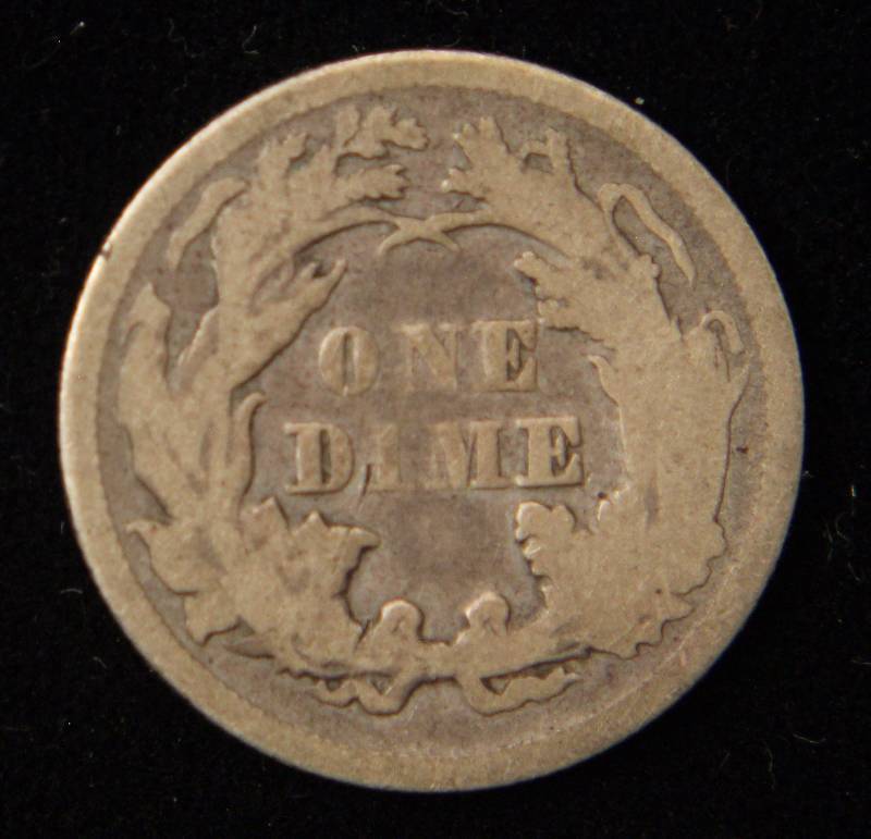 1875 US SEATED LIBERTY DIME FINE