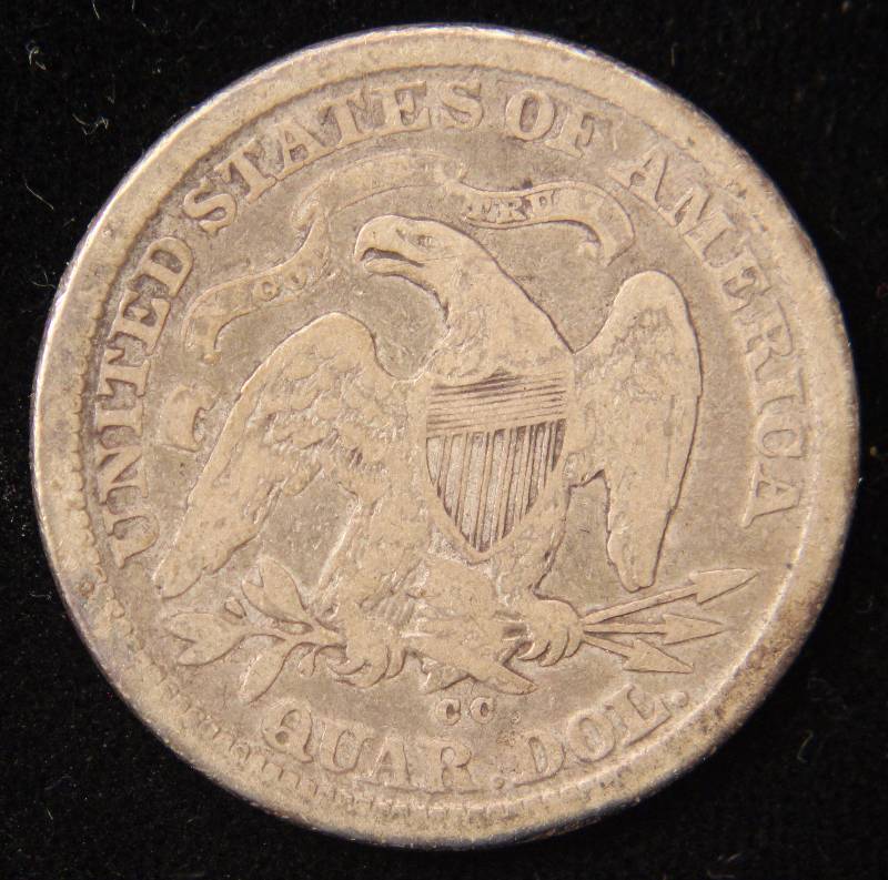 1876-CC CARSON CITY US SEATED LIBERTY QUARTER VG