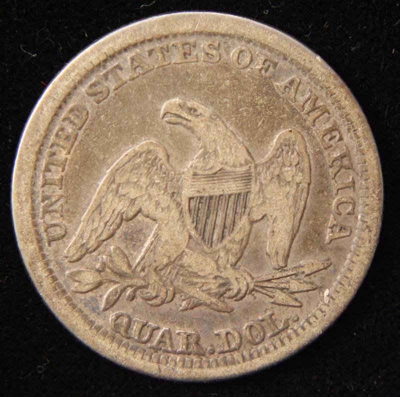1854 (arrows at date) US SEATED LIBERTY QUARTER VF
