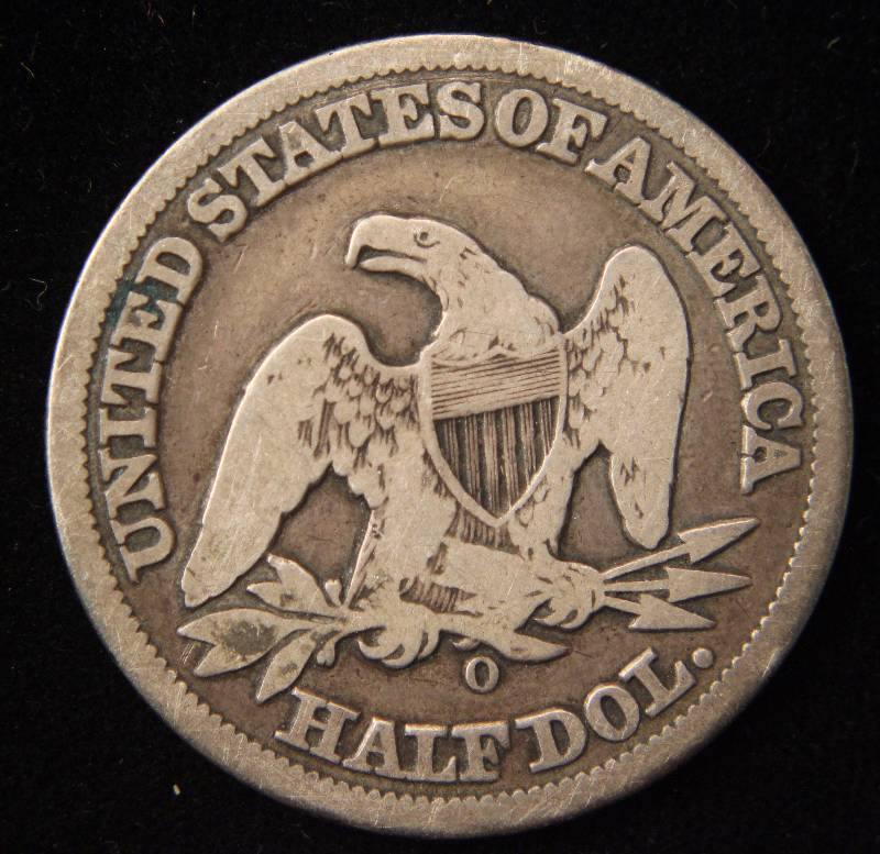 1858-O SEATED LIBERTY SILVER HALF DOLLAR FINE