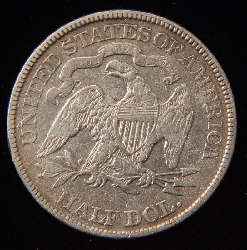 1877 SEATED LIBERTY SILVER HALF DOLLAR VF