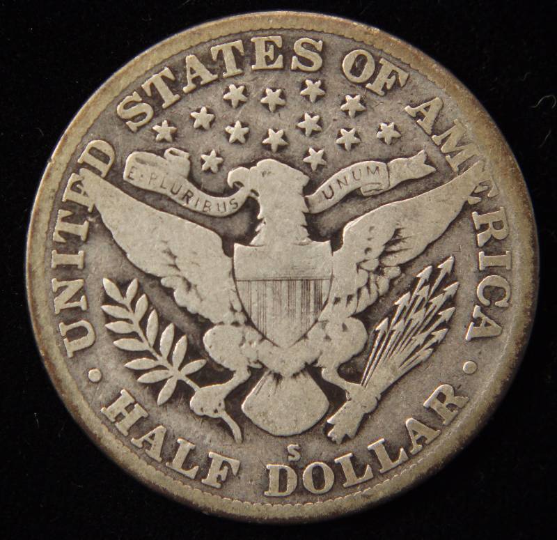 1915-S BARBER SILVER HALF DOLLAR VG