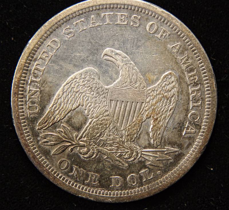 1842 US SEATED SILVER DOLLAR XF