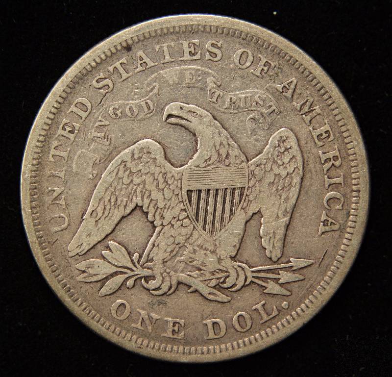 1871 US SEATED SILVER DOLLAR FINE