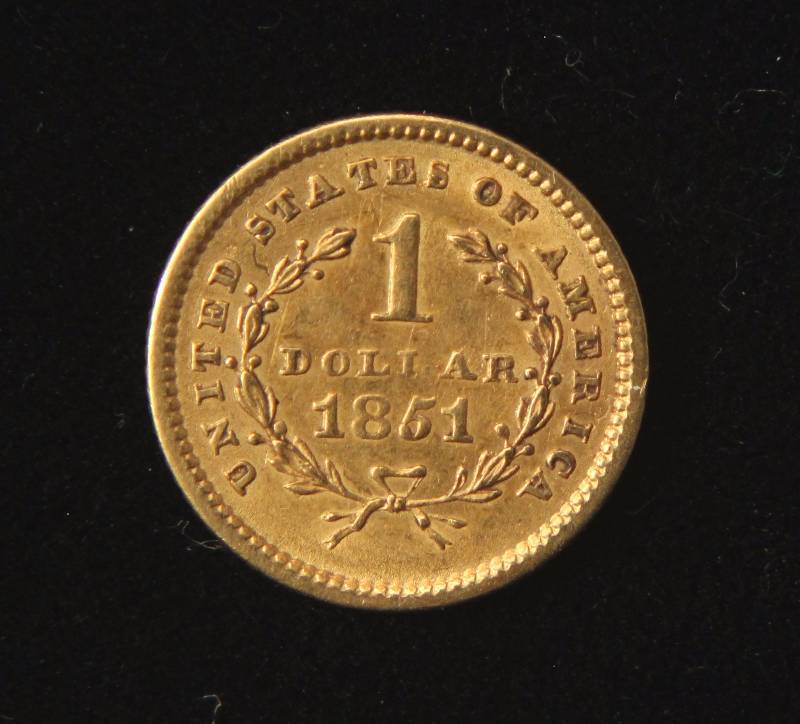 1851 TYPE I US $1 GOLD LIBERTY AU