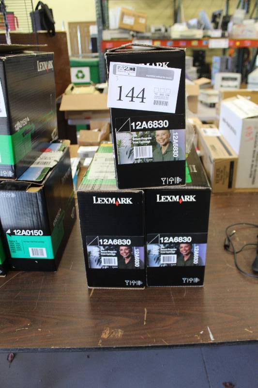 lot 144 image: Lot of (3) Lexmark 12A6830 Print Cartridges