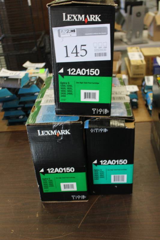 lot 145 image: Lot of (3) Lexmark 12A0150 Print Cartridges