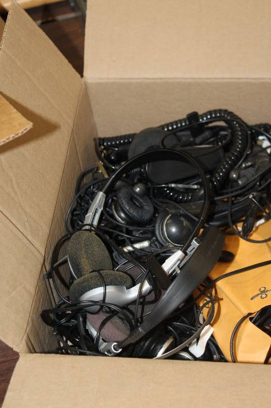 lot 128 image: Box Lot of Plantronics Headsets