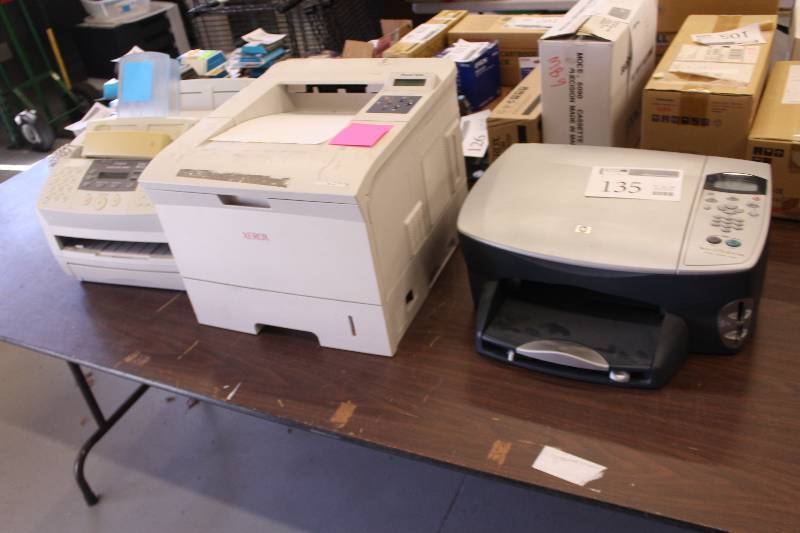lot 135 image: Lot of (3) Printers Includes HP PSC 2175v All-In-One PrinterScannerCopier, Xerox Phaser 3500, Canon Laser Class 2050P