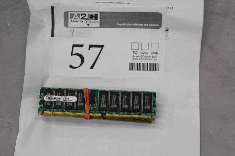 lot 57 image: Lot of (4) 2GB DDR DIMM HP A6970AX Server RAM
