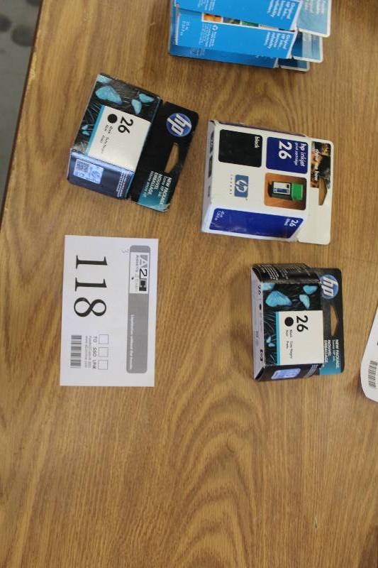 lot 118 image: Lot of (3) HP 26 Ink Cartridges