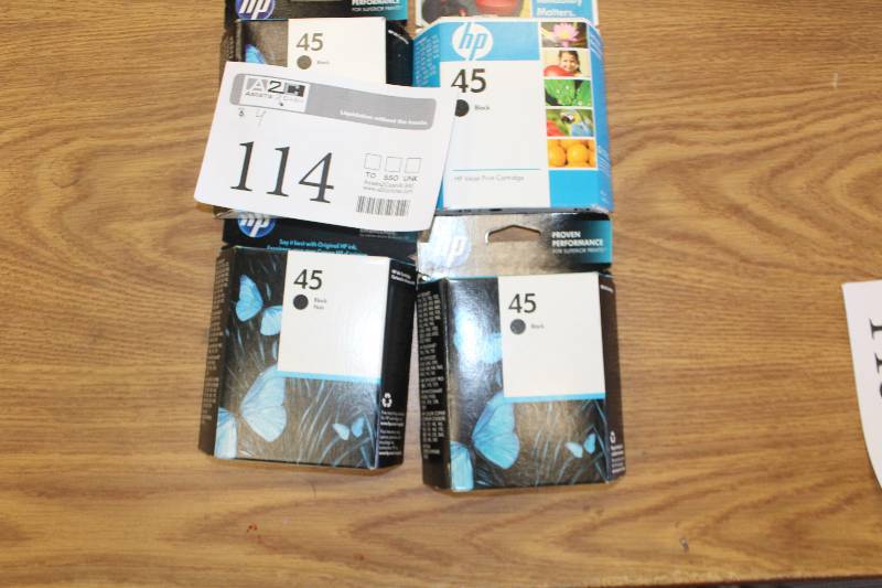 lot 114 image: Lot of (4) HP 45 Ink Cartridges
