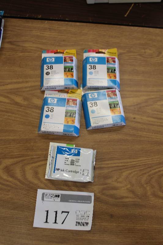 lot 117 image: Lot of (5) HP 38 Ink Cartridges