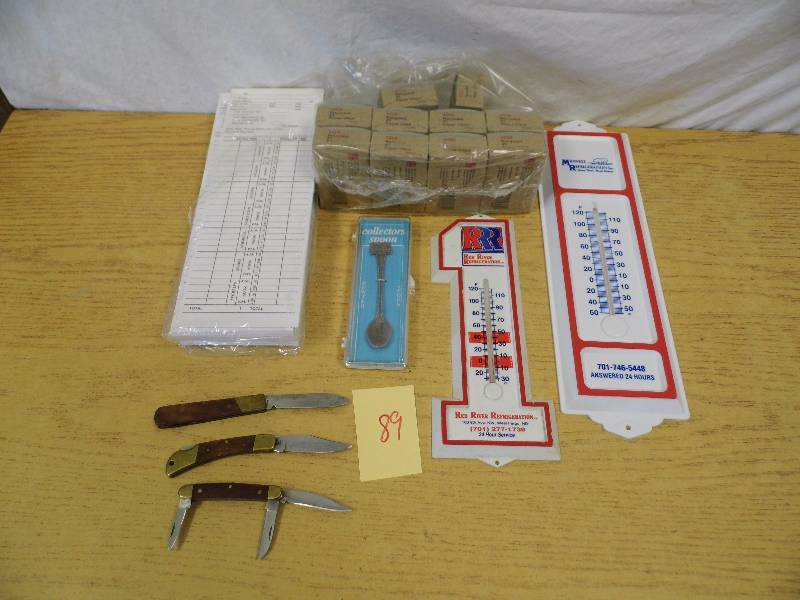 lot 89 image: Thermometers - Pocket Knives - Plates