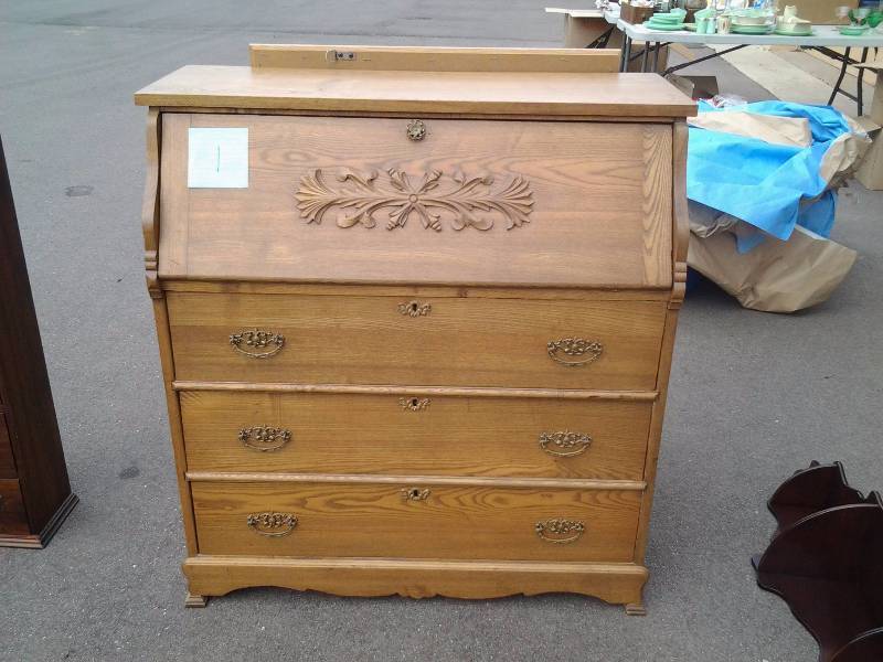 Antique Oak Secretary Desk 38x18x39 Furniture Barbie