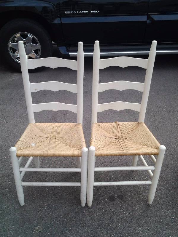 lot 11 image: Pair Of Ladder Back Chairs