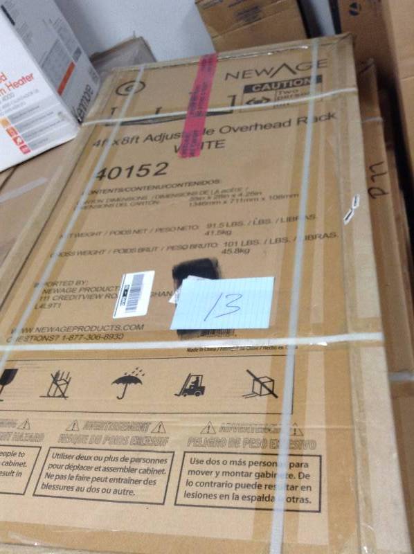 New Age 4 x 8 Adjustable overhead rack White new
