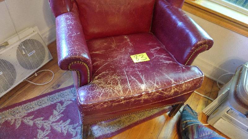 lot 83 image: Nice Genuine Leather Wing Back chair