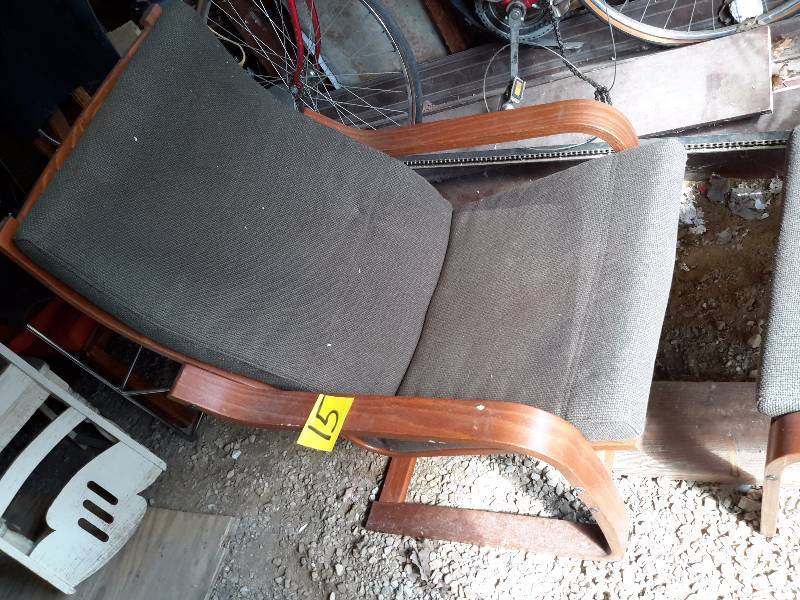 lot 15 image: Bent wood easy chair and ottoman.