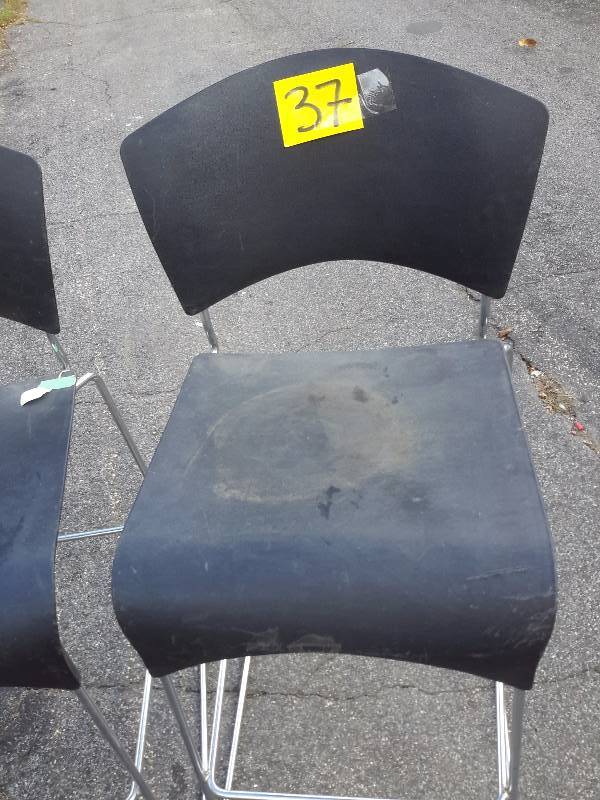 lot 37 image: 2 Tall Molded  and chrome bar stools.. Solid.. Good shape