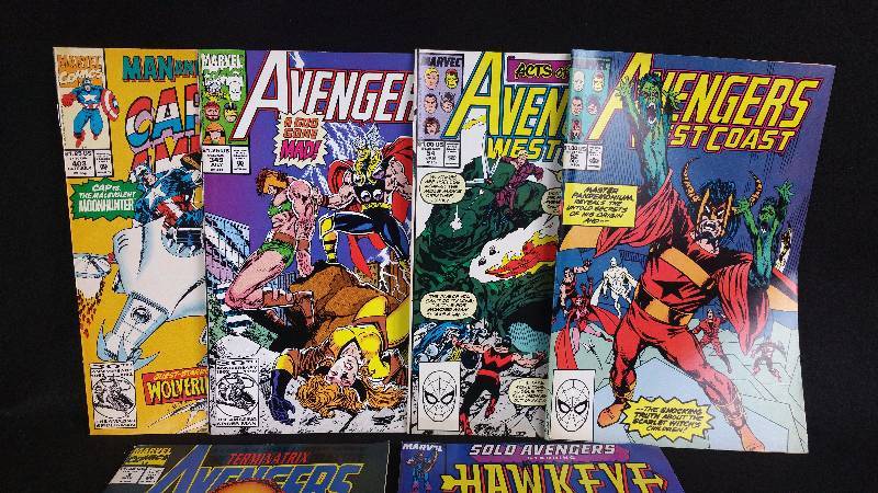 (6) 1980s and 1990s Avengers, Captain America, Hawkeye Comics Comic Book