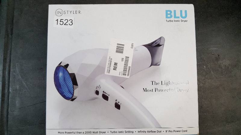 lot 1523 image: InStyler 2000 Watt BLU Turbo Ionic Hair Dryer