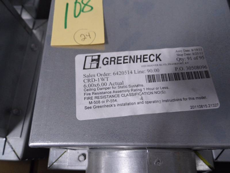 lot 108 image: Lot of 24 Greenheck Motorized Dampers