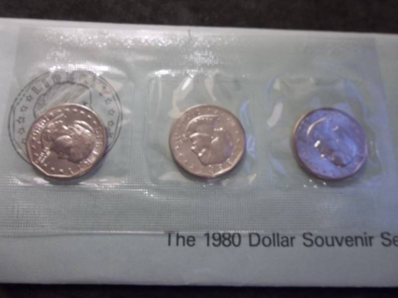 1980 Susan B. Anthony Dollar Souvenir Set P,D,S