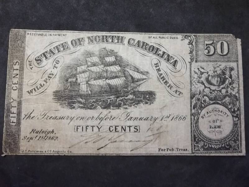 1862 Confederate Currency Fifty Cents